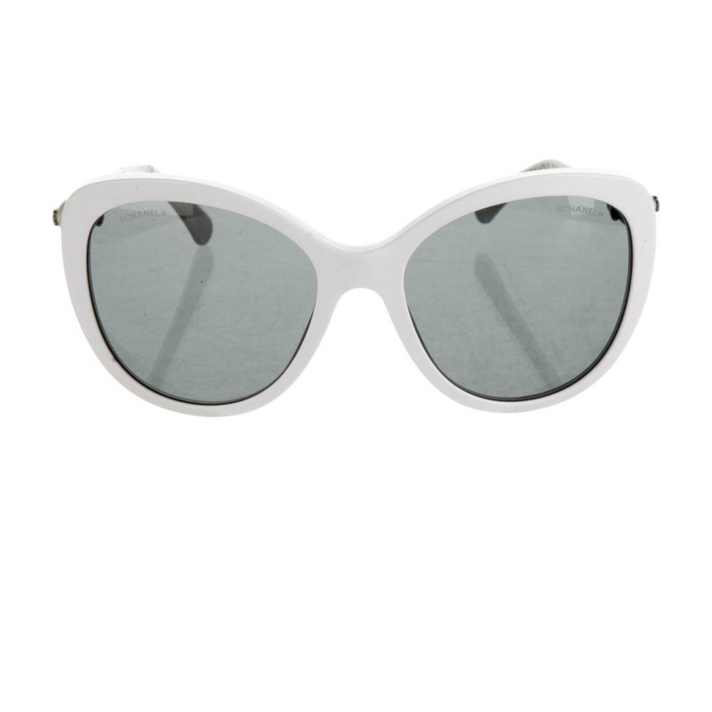 CHANEL Cat-Eye Sunglasses Acetate Butterfly Winter Pearl Sunglasses 5339-H White - Picture 4 of 11